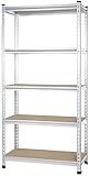 Amazon Basics - robustes 5-Standregal mit 1.800 kg Tragfähigkeit (360 kg pro Ablage), Doppelstangen, eloxiertes Aluminium, Spanplatte, 91.44 x 45.72 x 182.88 cm