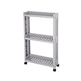 Küchenregal für Waren Kühlschrank Seitenregal 2/3/4 Schicht abnehmbar mit Rädern Badezimmer Organizer Regal Lückenhalter (Farbe: Grau Größe: 65 cm) (Grau 93 cm)