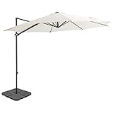 ZQQLVOO Parasol Cantilever Umbrella, Crank Umbrella, Patio Umbrella Sun Protection for Garden, Yard, Beach, Patio, Pool, Cafe Sonnenschirm mit Schirmständer Sand (Schnelle Lieferung)