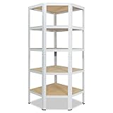 shelfplaza® 200x60x30cm Home Eckregal Schwerlast weiß/Metallregal Eckregal stehend 5 Böden je 175kg Tragkraft/Corner Shelf Schwerlastregal Ecke/Steckregal Schwerlastregal Eckregal