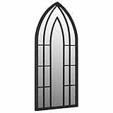Tidyard Gartenspiegel Outdoor-Spiegel Wandspiegel Ganzkörperspiegel Badspiegel Flurspiegel Ganzkörperspiegel Hängespiegel 100 x 45 cm (L x B),Stärke: 3,5 cm Eisen und Glas Schwarz