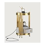 MUZIZY Stehlampen Stehlampen mit Tisch, moderne LED-Schubladen-Stehlampe für Wohnzimmer, einfache Schlafzimmer-Nachttisch-Stehleseleuchte, Standardlampe (Farbe: Gold) Happy Many Times