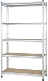 Amazon Basics Schwerlast Standregal mit 1.800kg Tragkraft (360kg pro Boden), Doppel-Stangen, eloxiertes Aluminium, Spanplatten, 18' D x 48' W x 72' H, Aluminium