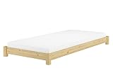 Erst-Holz® Breites Flachbett Futonbett Niedrigbett 100x200 Kiefer massiv V-60.51-10, Ausstattung:Rollrost und Matratzen inkl.