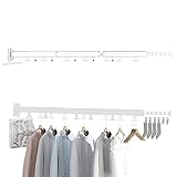 Bavokon Wäsche-Kleiderbügelständer | Ausziehbarer Wand-Trockenständer,Stark tragender Kleiderständer mit Haken, Kleiderständer für Balkon, Badezimmer, Schlafzimmer