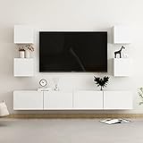 UTUMAX Nice Cool-6-teiliges TV-Schrank-Set aus Holz, Hochglanz-Weiß