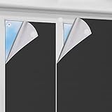 Eurohome Zuschneidbar Verdunklungsrollo 100% Blackout Verdunkelungstoff Easyfix 1,45mx2m Schwarz mit Klettband Selbstklebend Oeko-TEX Standard 100 Stoffe für Dachfenster Fenster Tür