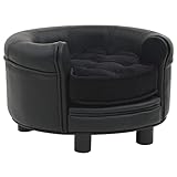 vidaXL Hundesofa Schwarz 48x48x32cm Plüsch Kunstleder Hundecouch Haustiersofa