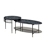 ACME Furniture Couchtisch, oval, stapelbar, Schwarz, 2 Stück