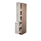 Flex Well Apothekerschrank Nepal - Hochschrank - 2 Front-Auszüge - 5 Schubkästen - Breite 30 cm - Creme glänzend/Eiche Sonoma