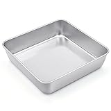 Joyfair Quadratische Kuchenform, Edelstahl Backform Auflaufform, 23.5 x 23.5 x 5 cm, Perfekt für Brownie/Lasagne/Kuchen, Gesund & Langlebig, Leicht zu Reinigen & Spülmaschinenfest