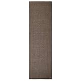 Wakects Teppich aus Natursisal, rechteckig, 100 % Sisal, für Wohnzimmer, Naturfaser, feucht, rutschfest, antistatisch, für den Innenbereich 100 x 350 cm, Braun
