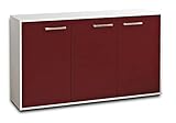 Lqliving Sideboard Delia, Korpus in Weiss matt, Front im trendigem Rot/Bordeaux (136x79x35cm), inkl. Metall Griffen, Made in Germany