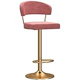 Barhocker, Thekenhöhe, gepolsterte Moderne Samt-Barhocker mit Rückenlehne, 360° drehbare Barstühle mit Metallbein und Fußstütze, höhenverstellbar, Kücheninsel-Frühstück