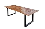 SAM Esstisch Darwin 200 x 100 cm, Mangoholz massiv, lackiert & naturfarben, Baumkantentisch mit Metallgestell in Mattschwarz, echte Baumkante, 26 mm, FSC® 100% Zertifiziert