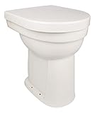 Calmwaters® Stand-WC mit WC-Sitz mit Absenkautomatik, Toilettenabgang innen senkrecht, Hygienischer Flachspüler hochwertiger Sanitärkeramik, Standard-Form, WC in Weiß mit Bodenabfluss, 07AB2245