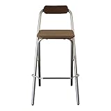 Tragbarer Hochstuhl, Klappbarer Barhocker für den Außenbereich, Balkonstuhl im Modernen Stil, Küchenhocker mit Rückenlehne und Fußstütze, Belastung 100kg (Color : Brown, Size : 65cm/25.6in)