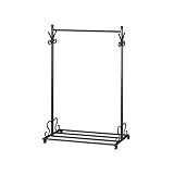 Garderobenständer Kleiderständer Boden Schlafzimmer Einfache minimalistische Garderobe Home Single Rod Type Wäscheständer Gold Black Floor Type Coat Rack Kleiderständer ( Color : Schwarz , Size : L )