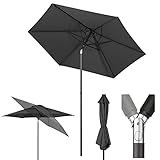 Sekey® 180cm Sonnenschirm | Gartenschirm für Terrasse,Balkon & Garten,Windfest Kippbar Grau UPF 50+ Rund
