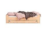 SMARTWOOD TILA 10 Kinderbett 90x200 mit Lattenrost und Schublade - Holz Kinderbett für Jungen & Mädchen - Montessori Bett mit Lattenrost 200x90 cm - Naturalholz - Schublade mit Schlaffunktion