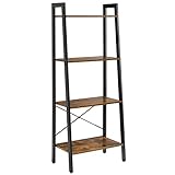 YMYNY Bücherregal, Standregal, Leiterregal mit 4 Etagen, Pflanzenständer mit Stabiles Metallrahmen, Vintage möbel für Wohnzimmer, Schlafzimmer, Küche, Garten, Rustikales Braun,148.5 cm, HD-HTMJ014H