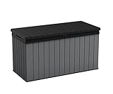 Koll Living Auflagenbox/Kissenbox 570 Liter l 100% Wasserdicht l mit Belüftung dadurch kein übler Geruch/Schimmel l Moderne Holzoptik l Deckel belastbar bis 300 KG (2 Personen)