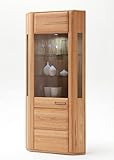 expendio Eckvitrine Senta 6 Kernbuche teilmassiv 69x209x69 cm Vitrine Glasvitrine Vitrinenschrank Wohnzimmer Esszimmer, Beleuchtung:mit Beleuchtung