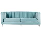 Beliani 3-Sitzer Sofa Samtstoff hellblau modern Arvika