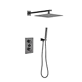 Ksunun Unterputz Duscharmatur Komplettset, Duschsystem Mit LCD-Temperaturanzeige, Duschamaturenset Regendusche, Duschset Mit 25 * 25 cm Duschkopf Regendusche Und Handbrause, Dusche Regendusche Set
