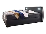 Atlantic Home Collection REX160-LED04 Boxspringbett inklusive LED Beleuchtung und Topper, Schwarz, 160x200 cm