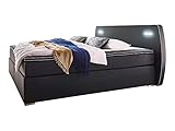 Atlantic Home Collection REX160-LED04 Boxspringbett inklusive LED Beleuchtung und Topper, Schwarz, 160x200 cm