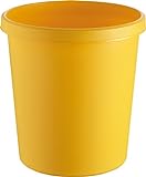 Helit H6105818 - Papierkorb „the german“, 18 Liter, gelb, mit umlaufendem Griffrand, aus Kunststoff, 1 Stück