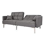 Mendler Schlafsofa HWC-K65, Schlafcouch Bettsofa Gästebett, Schlaffunktion Liegefläche 170x104 cm - Stoff/Textil grau