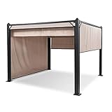 Blumfeldt Pantheon Cortina Pavillon, Wasserdicht mit Faltdach, Stabiler Gartenzelt-Pavillon mit Seitenwänden, Metall-Pavillon Winterfest, Partyzelt mit UV-Schutz, Polyester, Pavillon 3x3m, Grau/Sand