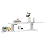Wandregal, schwebendes TV-Regal, modern, aus Spanplatte, Foto, Präsentationsständer, Organisation, Buchaufbewahrung, Präsentationsständer für Büro, Zuhause, Wohnzimmer, Weiß, 125 x 18 x 23 cm
