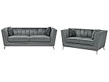 Beliani Sofa Set aus Samtstoff Grau 2-Sitzer 3-Sitzer modernes Wohnzimmer-Set Gaula