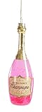 Werner Voß GmbH Christbaumschmuck Sekt Flasche Glas Pink Gold Weihnachten Deko Weihnachtskugel 15cm