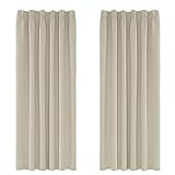 Amazon Brand - Umi 2 Stück Verdunkelungsgardine Kräuselband Schlafzimmer Vorhang 138x168(LxB) cm Beige