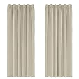 Amazon Brand - Umi 2 Stück Verdunkelungsgardine Kräuselband Schlafzimmer Vorhang 138x168(LxB) cm Beige