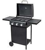 ACTIVA Action Grill Grillwagen Gasgrill 3 Brenner je 2,7 KW, Schwarz, Verchromter Rost