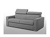 LINEA SOFA - Schlafsofa 4-Sitzer - Liegefläche mit Lattenrost: 160 cm - Matratzenhöhe: 18 cm - Stoff - Grau - Vizir