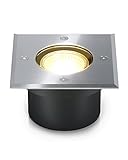 lambado® LED Bodenstrahler flach für Aussen IP67 - Wasserdicht & Befahrbar inkl. 5W Strahler warmweiss dimmbar - Bodeneinbaustrahler/Bodenleuchte eckig aus Edelstahl für Terrasse & Garten