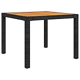 Tidyard Gartentisch Terrassentisch Balkontisch Esstisch Gartenmöbel Tisch mit Holz-Tischplatte 90x90x75 cm Schwarz