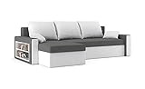 Sofini Ecksofa Drive mit Schlaffunktion! Best Ecksofa! Couch mit Bettkasten und Regalfächer! (Haiti 14+ Haiti 0)