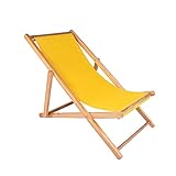 liegestuhl Klappbare Outdoor Liege Aus Holz Strandliege, Schwerelosigkeit, Höhenverstellbar, für Outdoor-Patio-strandpool(Color:Gold-gelb)