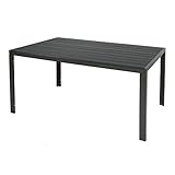 Mojawo Aluminium Gartentisch anthrazit Esstisch Gartenmöbel Tisch Polywood Holzimitat wetterfest 150x90x74cm