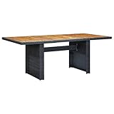 BULANED Gartentisch, Klapptisch Garten, Balkontisch, Garten Tisch, Balkonmöbel, Tisch Klappbar, Dunkelgrau Poly Rattan und Akazie Massivholz