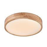 LIGKIN LED Deckenlampe Holz 24W Deckenleuchte Rund 30cm Warmweiß 3000K Durchmesser Modern Küchenlampe Lampe Wohnzimmer für Balkon Flur Babyzimmer Schlafzimmer Esszimmer (Weiß)