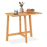 Relaxdays Klapptisch, Holz, Terrassentisch rechteckig, Outdoor, Balkon & Garten, Wandklapptisch, HBT: 73x80x50 cm, Natur