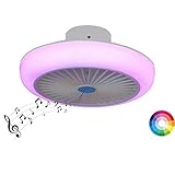 RGB-Deckenventilatoren mit Lampen und Fernbedienung über App-Steuerung, Bluetooth, moderne dimmbare Lichter, geräuschlos, LED-Farbwechsel-Ventilator-Kronleuchter, 72 W, für Kinderzimmer, Wohnzimmer,